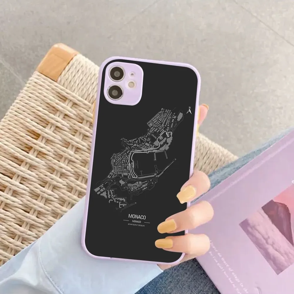 F1 Race Track Prints Phone Case for iPhone 14 11 12 13 Mini Pro Max 8 7 Plus X XR XS MAX Translucent Matte Cover