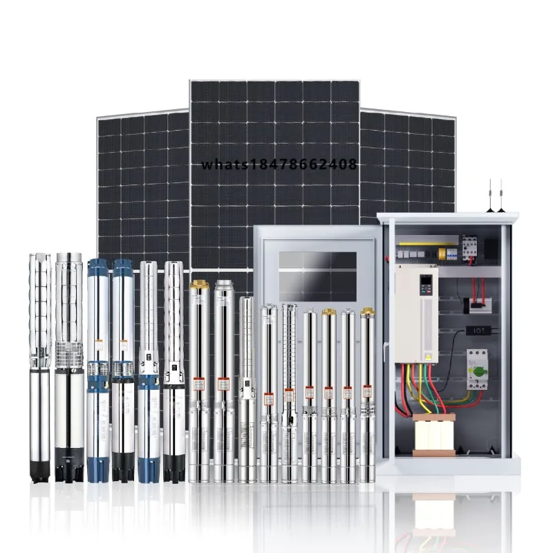 AC Deep Submersible Full Powered Well Complete Borehole Set Kit Power Water Solar Pump System for Agriculture Irrigation