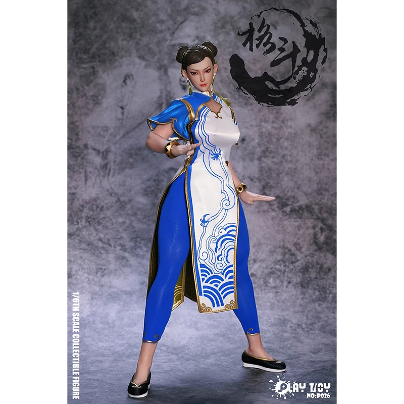 Chun-Li 1/6シームレスアクションフィギュア Original Play Toy P026 Fighting Goddess Chun Li 1/6 Blue Cheongsam