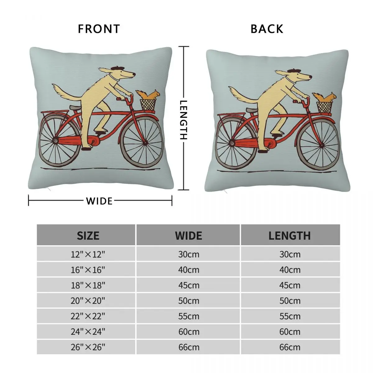 Dog Riding A Bicycle With Squirrel Square Pillowcase Polyester Linen Velvet Pattern Zip Decor Room Cushion Case