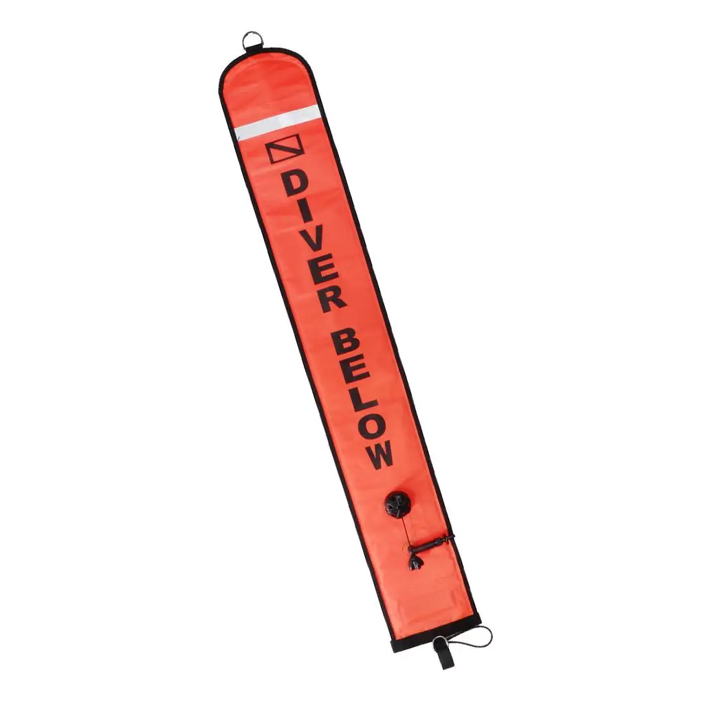Dive Surface Marker Buoy Nylon Inflatable Signal Tube Scuba Safety Marker for Open Water Spearfishing and Snorkeling