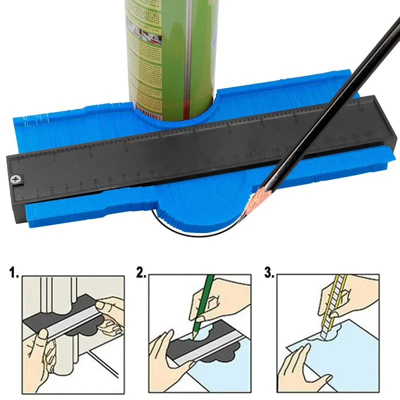 Contorno Calibre Duplicador Telha Cerâmica Tapete Modelo de Corte Perfil Ângulo Medição Régua Contorno Duplicador Ferramentas para Trabalhar Madeira