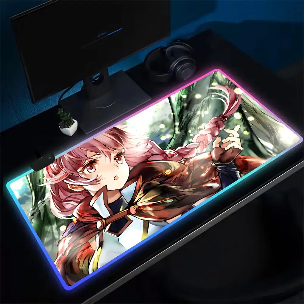 Game Grimgar Of Fantasy And Ash Mouse Pad Anime Gaming Mouse Pad LED Table Pads Backlit Rubber Desktop XXL RGB Desk Mats