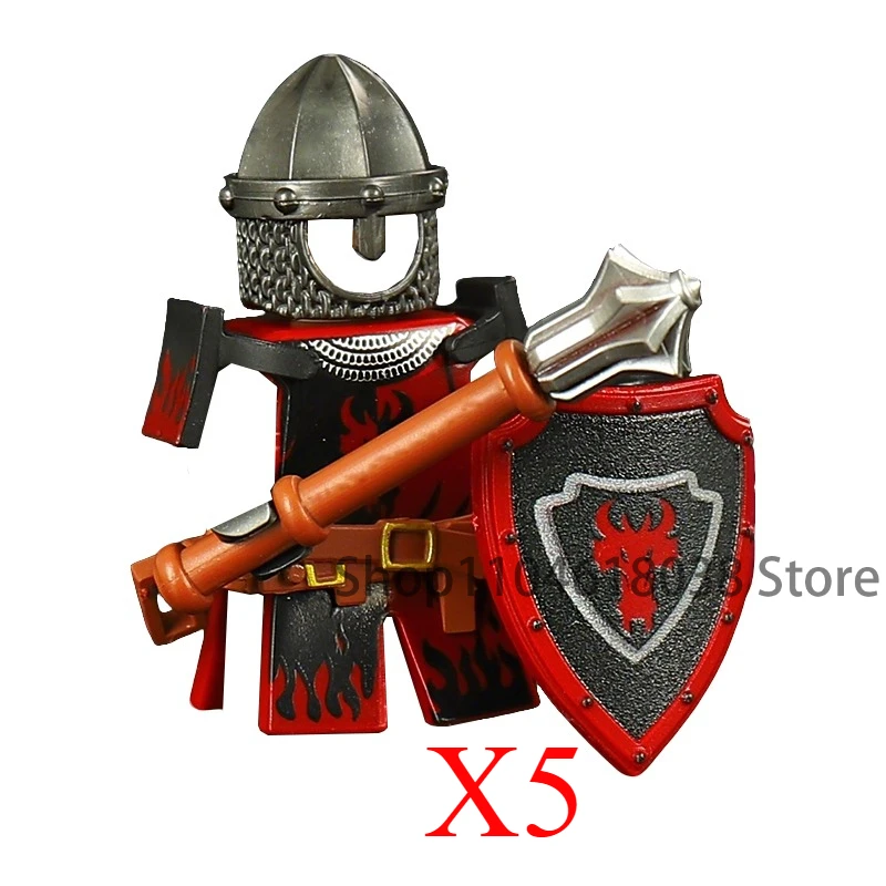 Green Dragon Raven Knights Shield Actionfiguren MOC Mittelalterliche antike Ritter Szene Baustein Kreatives Spielzeug für Kinder