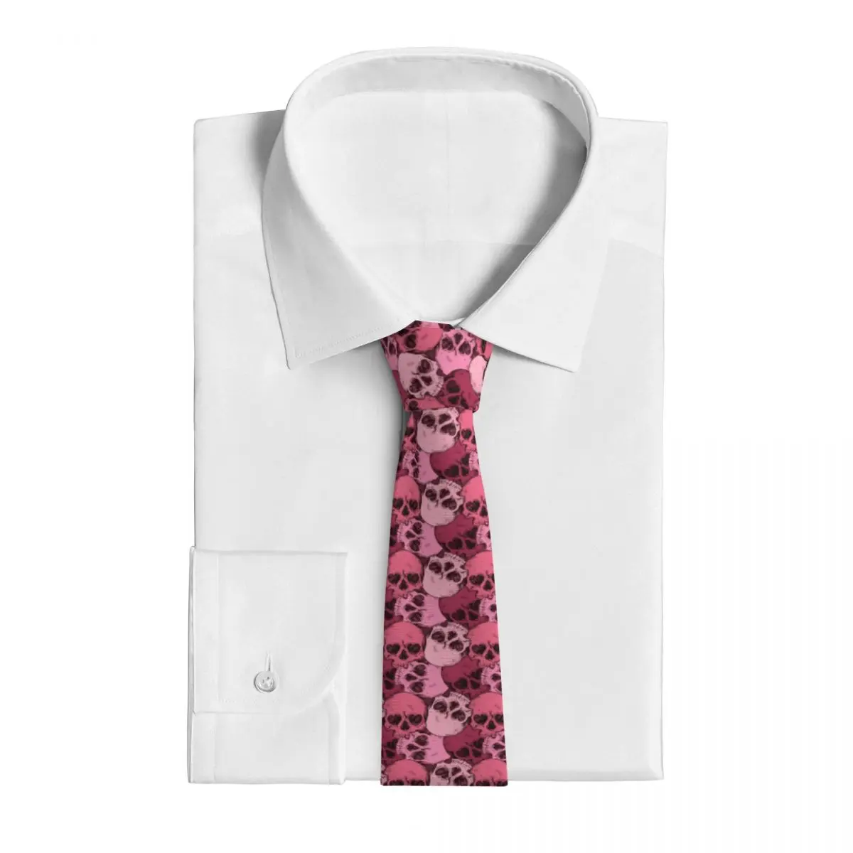 Corbata de calaveras rosas en forma de corazón, ropa diaria, corbatas de fiesta para hombres y mujeres, accesorios de corbata divertidos y bonitos, corbata de cuello con patrón de calidad