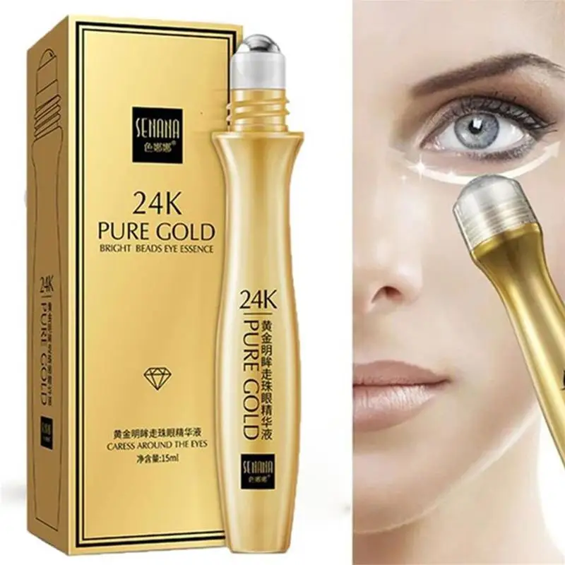 24K Gold Bright Eye Serum Anti-Aging Roll-on Essence Remove Dark Circles Hydrating Moisturizing Anti-Puffiness Eye Cream