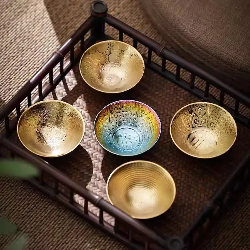 Gold Plated Personal Tea Cup, Home Master Cup, Jian Zhan Gilt, Gold Plated, Health