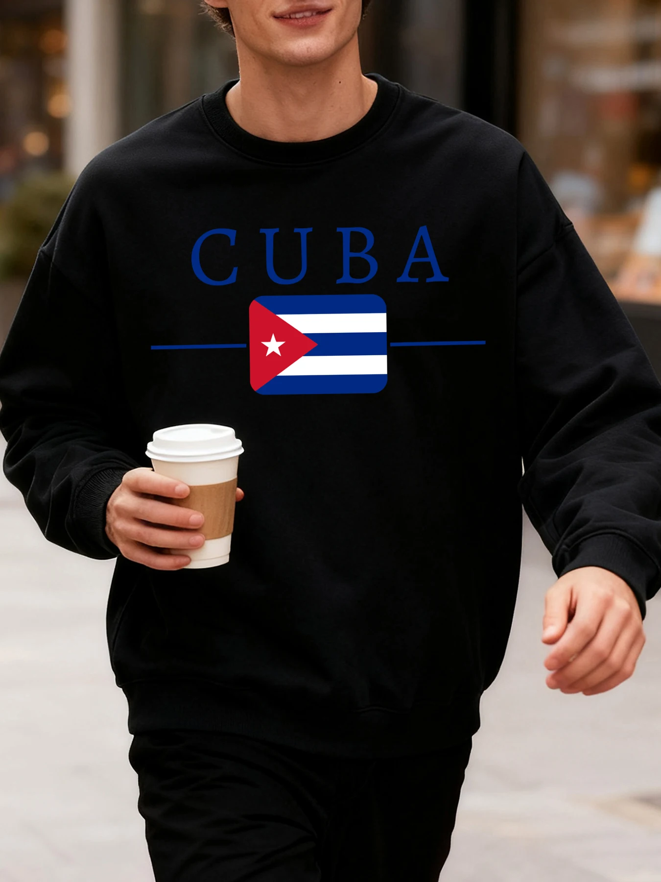 Cuba Cuban Flag Print Mens Sweatshirt Crewneck Casual Pullover Autumn Oversize Streetwear Personality Tops Fashion Clothing