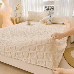 1pc Elastic Fitted Sheet Velvet Bedsheet Skin-friendly Bed Cover fundas de colchón Winter Mattress Protectors (No Pillowcase)