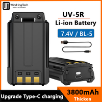 UV 5R Battery Baofeng Walkie Talkie 1800mAh/3800mAh Li-Ion Battery USB Type C Fast Charge Upgrad BL-5 For UV-5RE UV5R BF-F8 F9