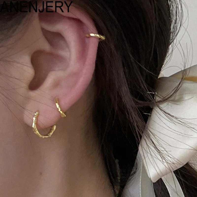 ANENJERY Irregular Circle Hoop Earrings for Women Girl Simple Small Huggies boucle d’oreille femme Wholesale