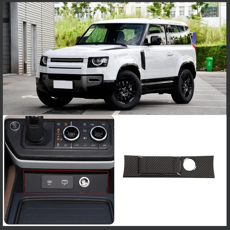 

For 2020-2024 Land Rover Defender 110 ABS carbon fiber car central control USB charging port protective cover sticker auto parts