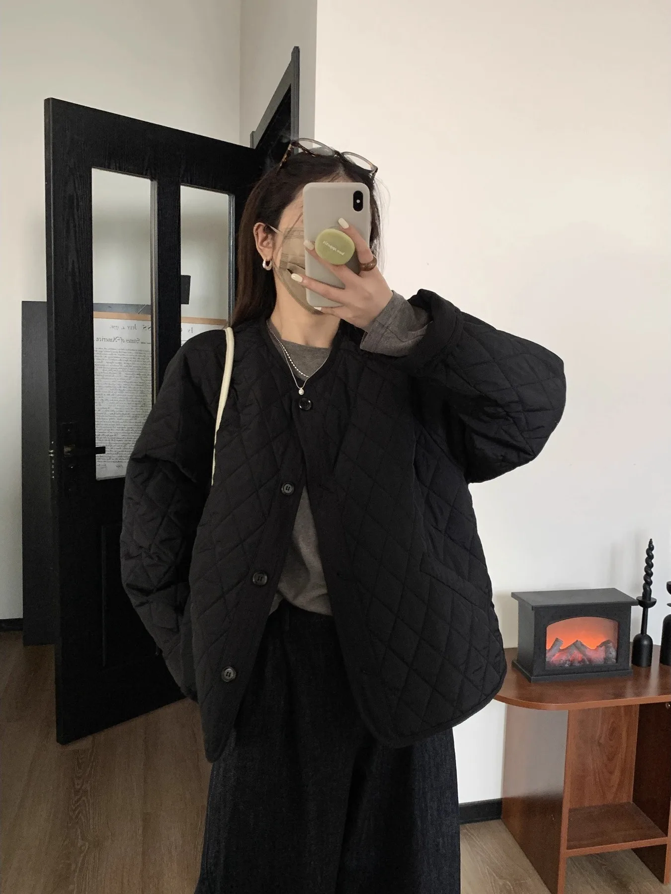 

Высококачественное художественное хлопковое джатовое пальто с ромбовидным узором, женское зимнее теплое повседневное свободное хлопковое пальто, большое пальто