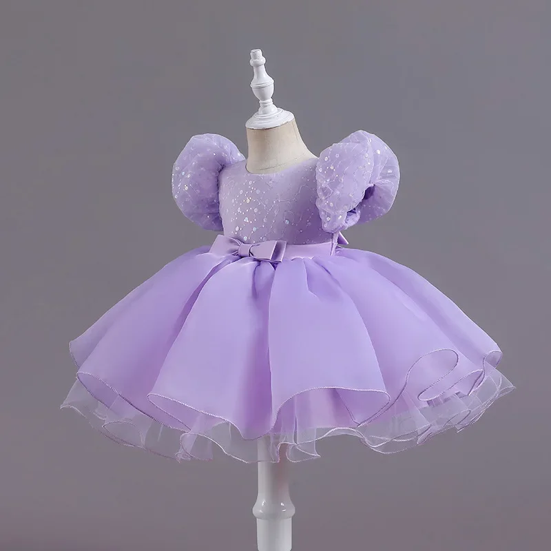 Vestido princesa de lantejoulas menina, roupa de bebê, festa de aniversário, vestidos de renda de lantejoulas infantis, 1 a 6 anos, novo