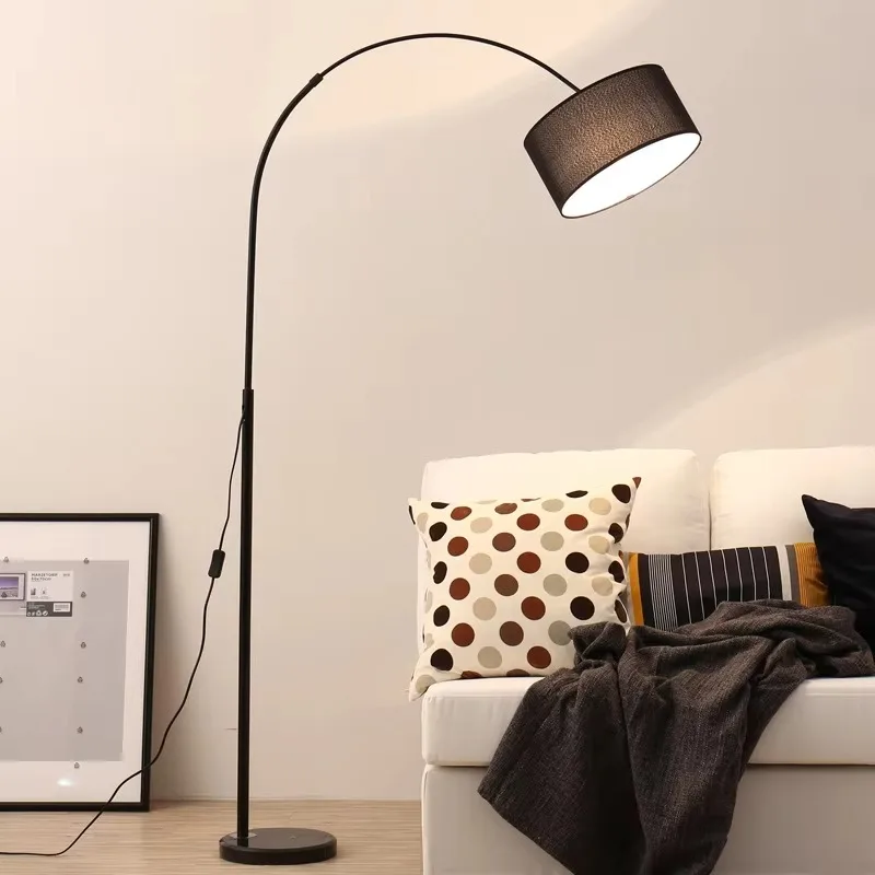 Adjustable Pole Living Room Fashion Decorative Remote Hanging Light Tall Standing Morden LED Arc Floor Lamp with Marble Base