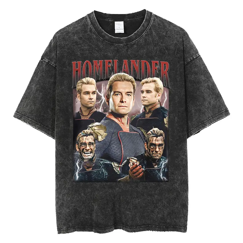 Men Clothing Limited Homelander Era Tour Washed  New Arrival Mens Clothes Tee Shirt Homme Graphic T-Shirts for Men Ropa Hombre