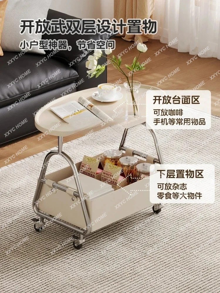 Living room sofa side table removable coffee table light luxury high-end creative bedside side cabinet, shelf R