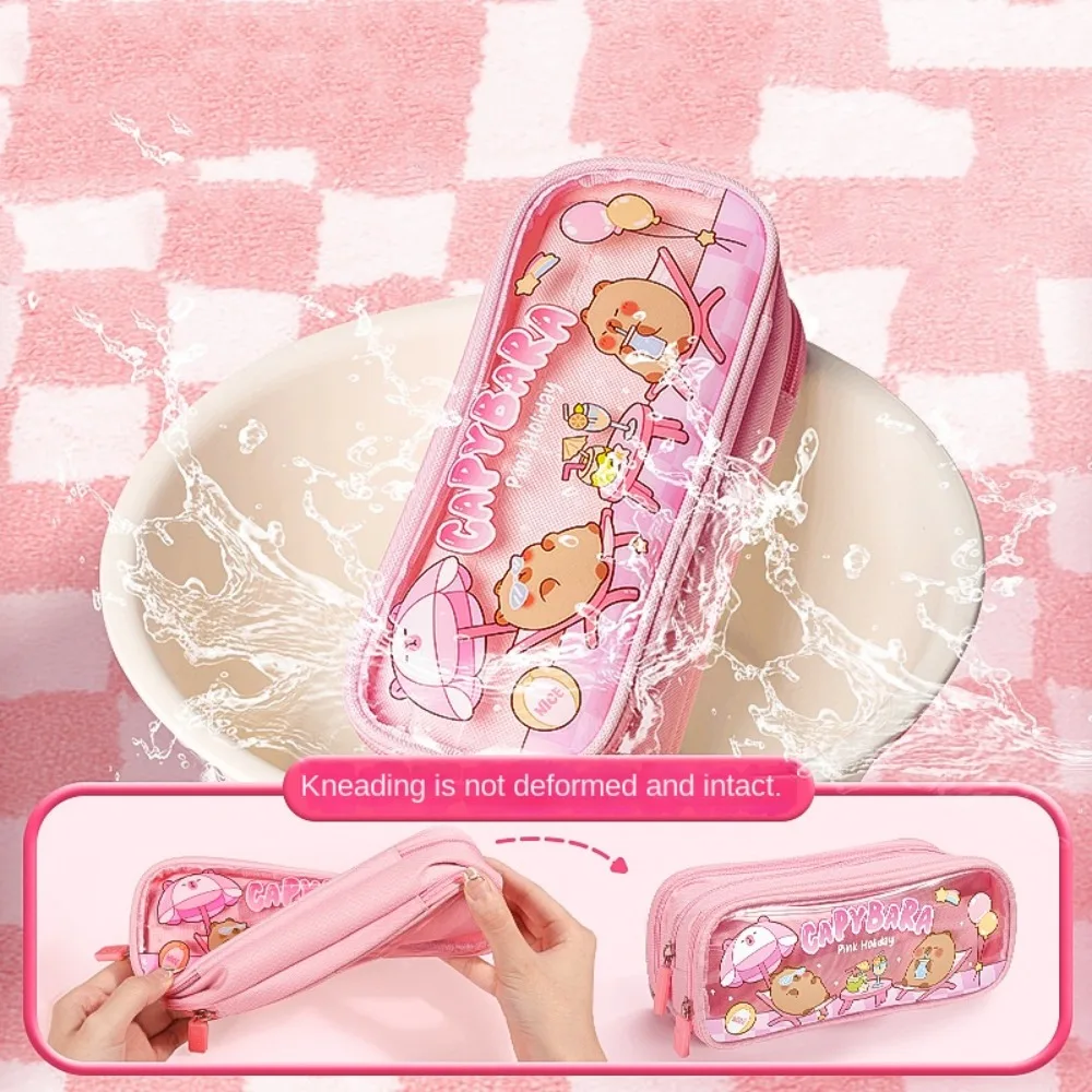 

Sweet Letter Capybara Pencile Bag Zipper Kawaii Cartoon Pencile Case Cartoon Large Capacity Capybara Makeup Bag Women