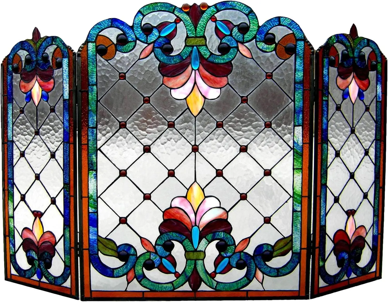 

Складная викторианская каминная ширма Tiffany-Glass, 3 шт., ширина 44 дюйма