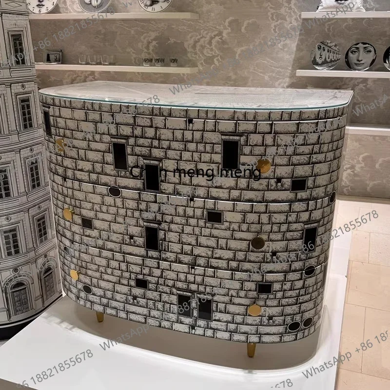 F150Artistic hand-painted solid wood dining side cabinets, villa porch cabinets, high-end lockers