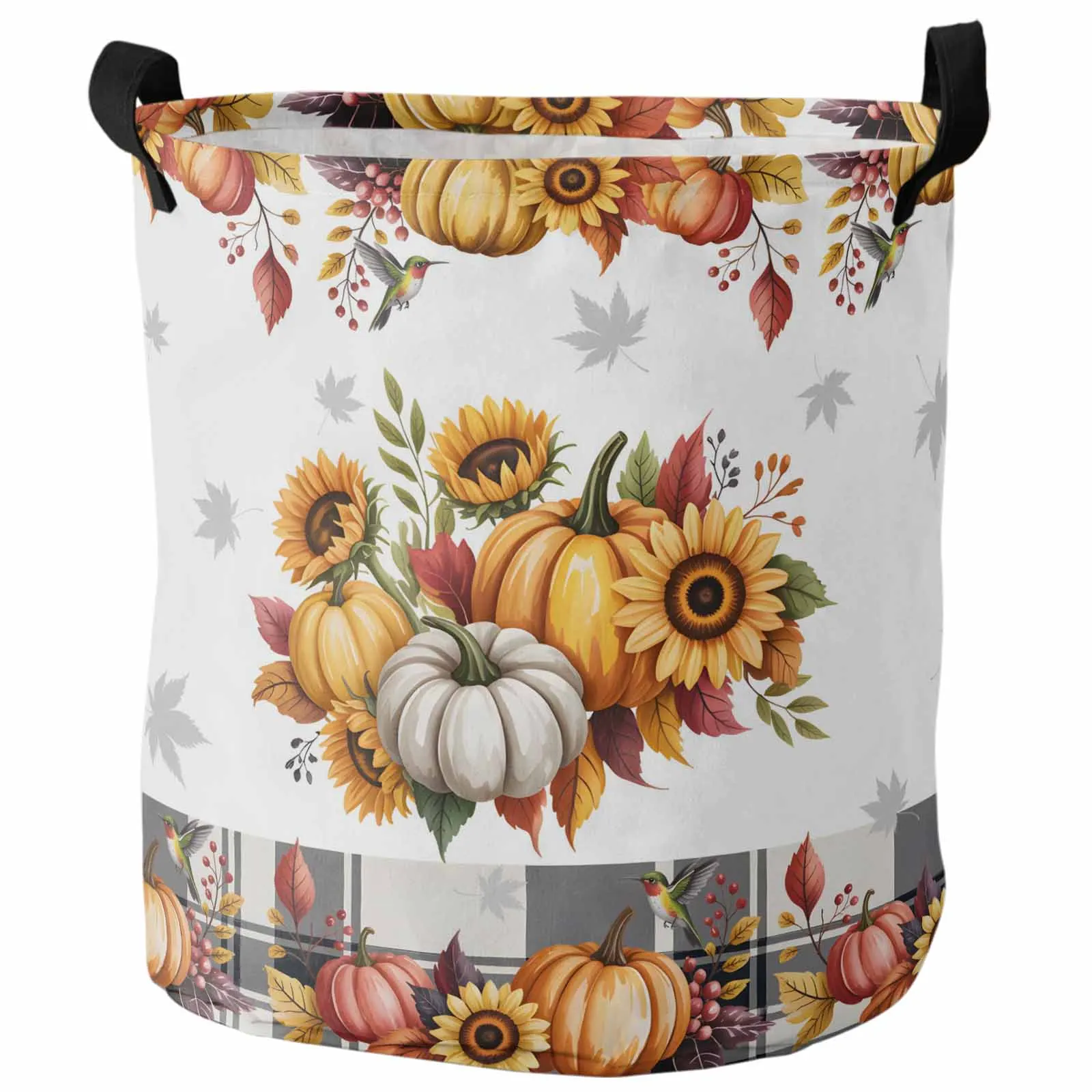 

Vintage Autumn Pumpkin Sunflower Foldable Dirty Laundry Basket Kid's Toy Organizer Waterproof Storage Baskets