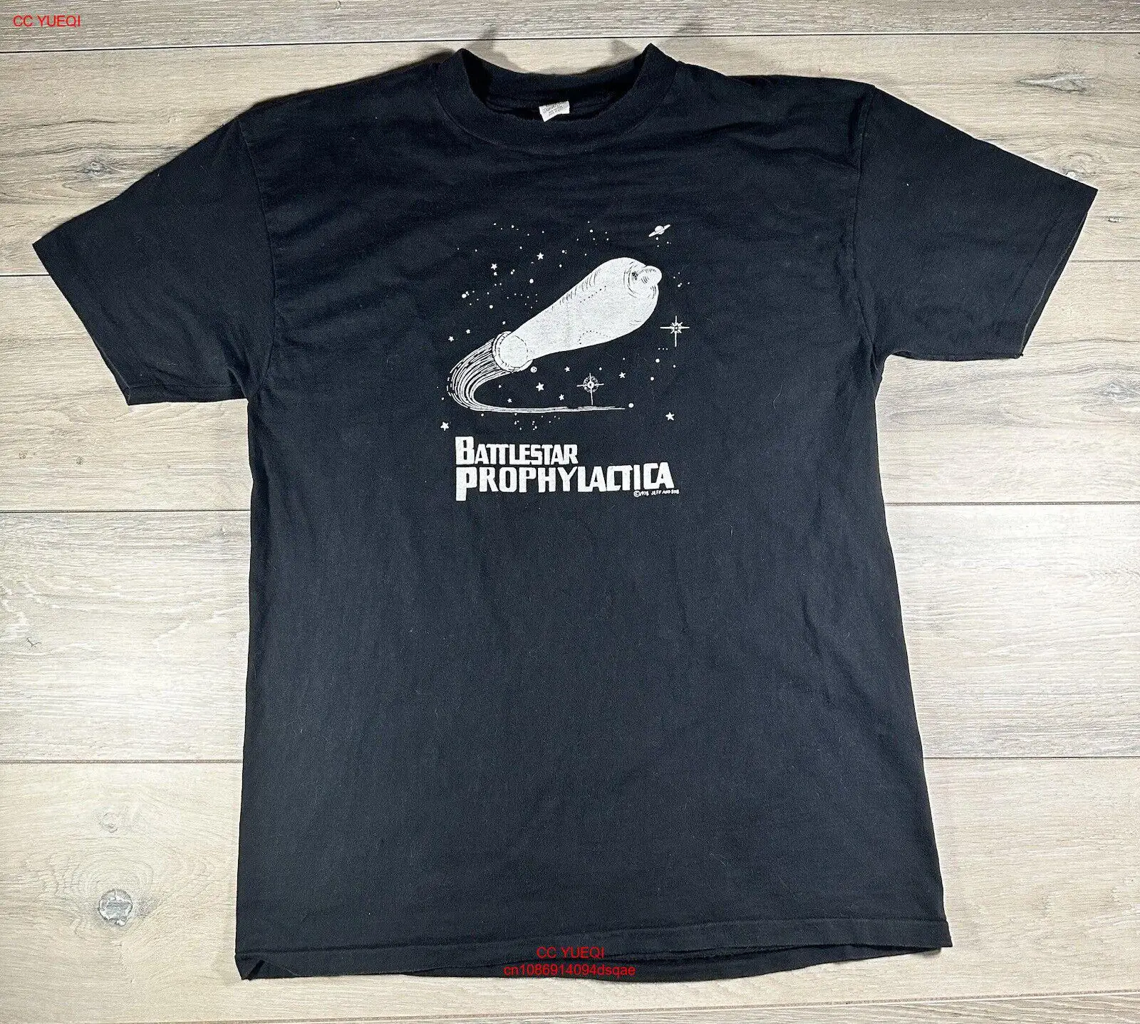 Vintage Battlestar Galactica parody shirt XL 70s prophylactica condom sex 1978