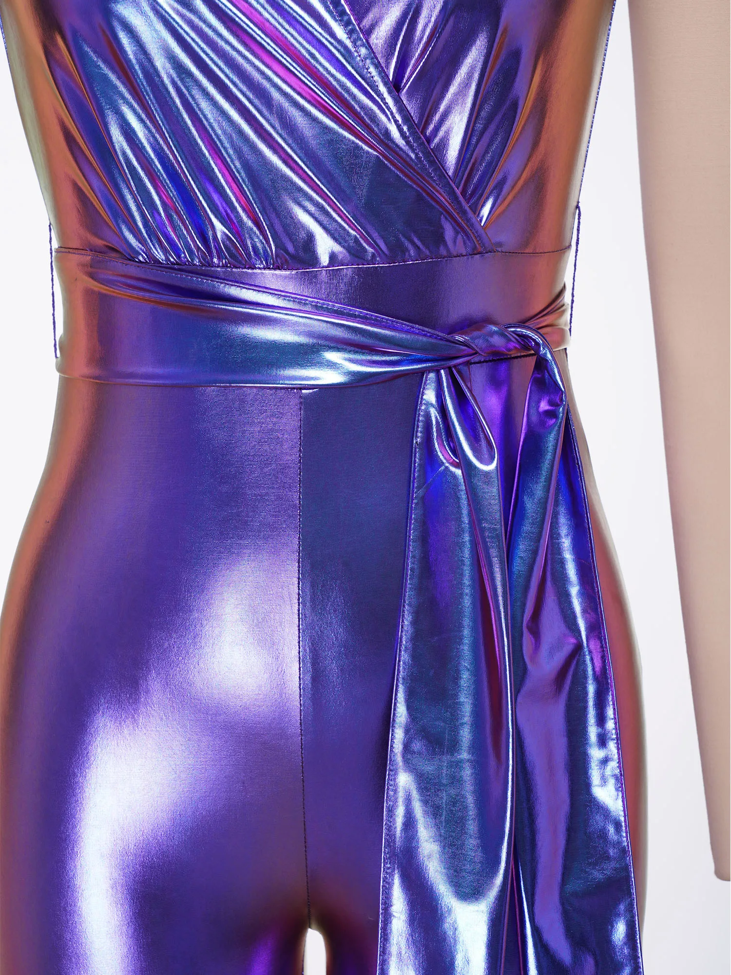 Vintage One Piece 70s Disco Dance Rompers Sleeveless Bell Bottom Flared Pants Jumpsuit Women Retro Party Jazz Dance Clubwear