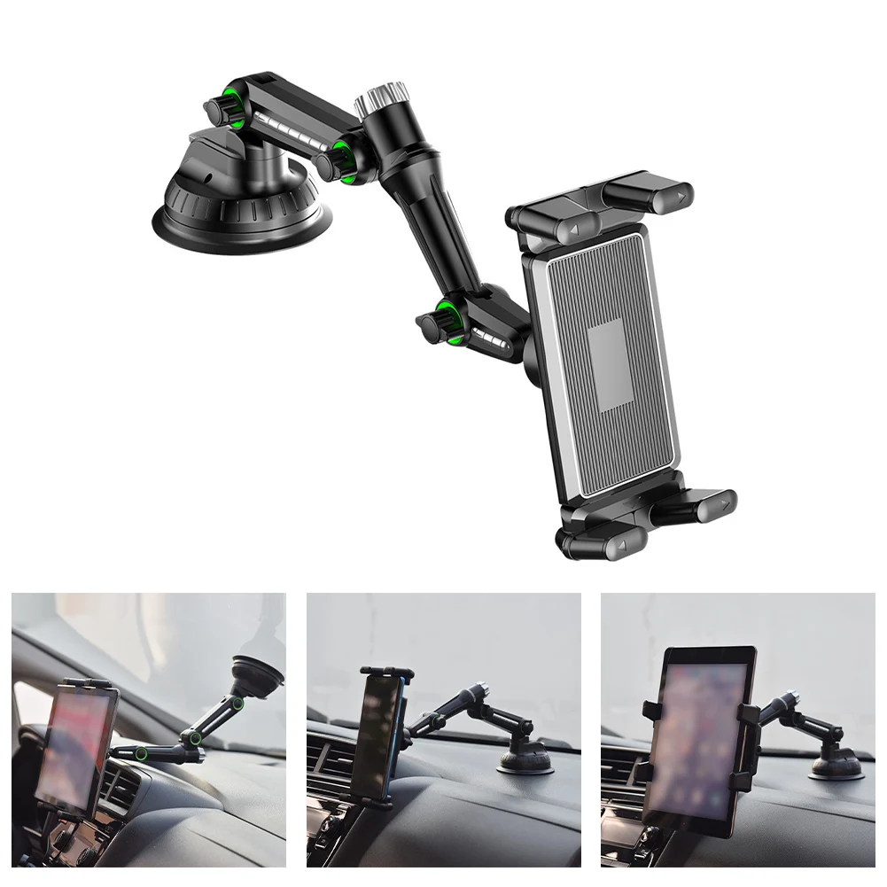 Hands-free Driving Car Phone Holder Tablet Stand Strong Suction Cup Non-slip Rubber Pads 360-degree Swivel Ball Joint