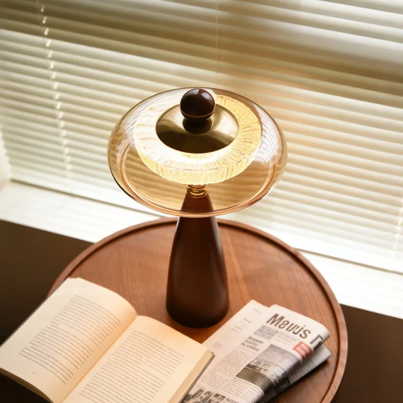 Mid Century American Vintage Solid Wood Luxury Table Lamp LED Bedroom Bedside Ambient Home Decor Novelty New Energy Saving view 3