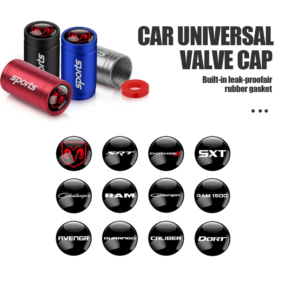 Tapas de válvula de neumático de metal para coche, cubierta antirrobo, accesorios para Dodge Durango Caliber Dakota Neon SXT Nitro Ram Magnum, 4 Uds.