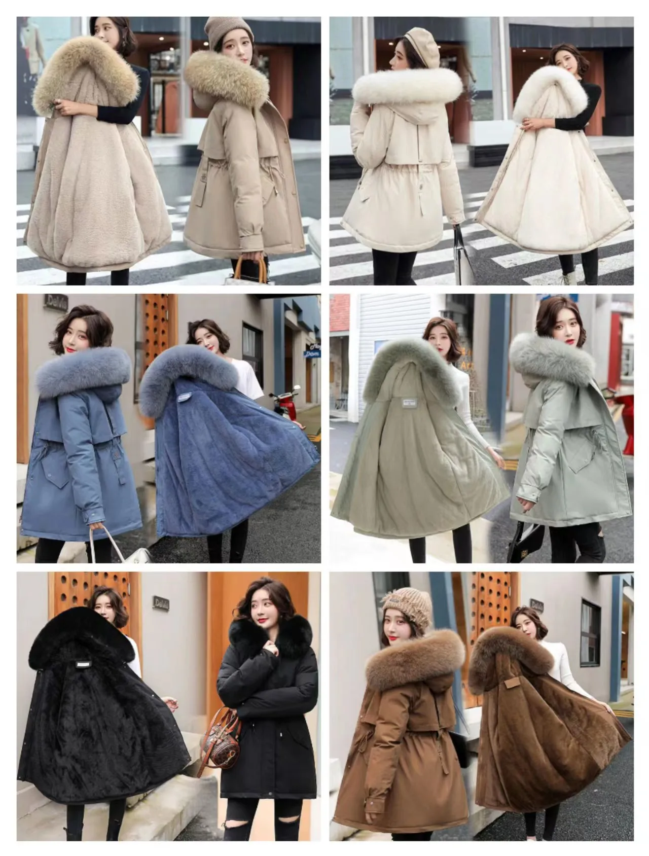 Spring Parkas Women Coats Mid Length Coat Thick Warm Hooded Drawstring Jackets Splice Zipper Tight Waist Jacket Autumn Winter