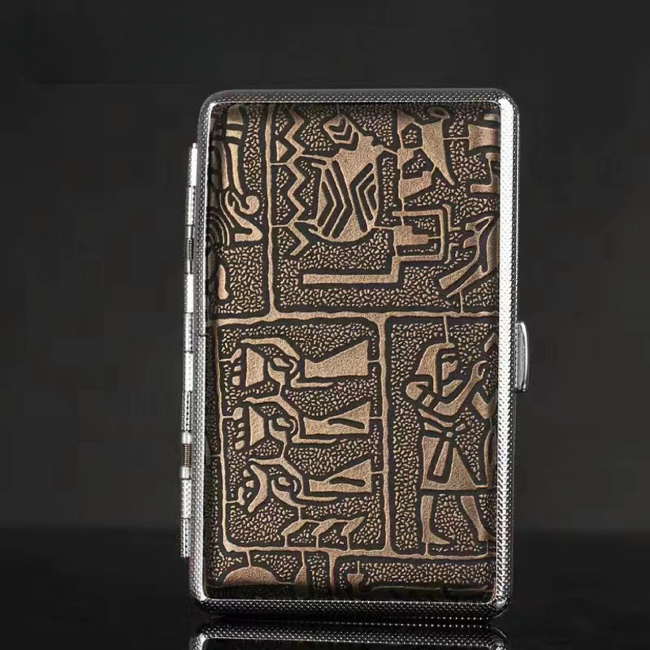 علبة سجائر جلدية معدنية رفيعة جديدة 5.5 مكونة من 20 عبوة محمولة ومبتكرة لتخزين صندوق سجائر وإكسسوارات التدخين