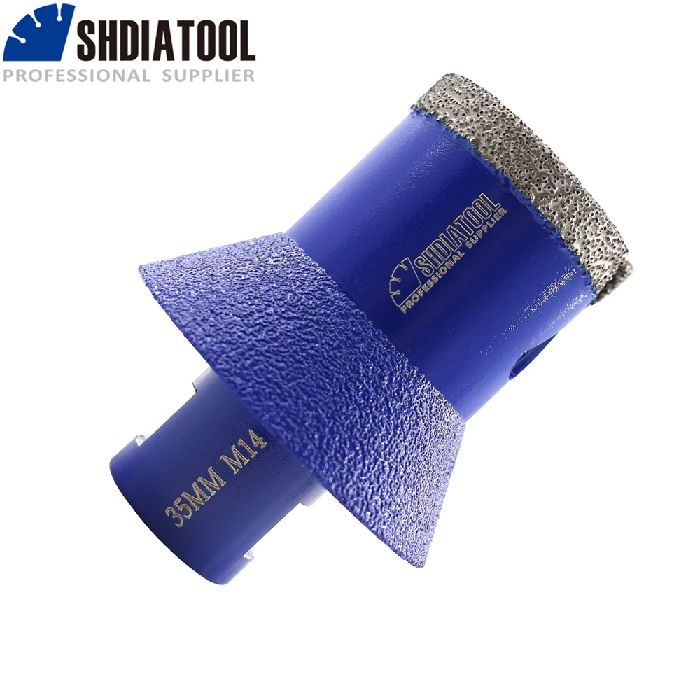 SHDIATOOL 1 M14 Kim Cương Chamfer Khoan Bits Dia20/25/35Mm Xay Máy Xay Lỗ Cưa Đá Cẩm Thạch Gốm mũi Khoan Core Bit Thun Thái