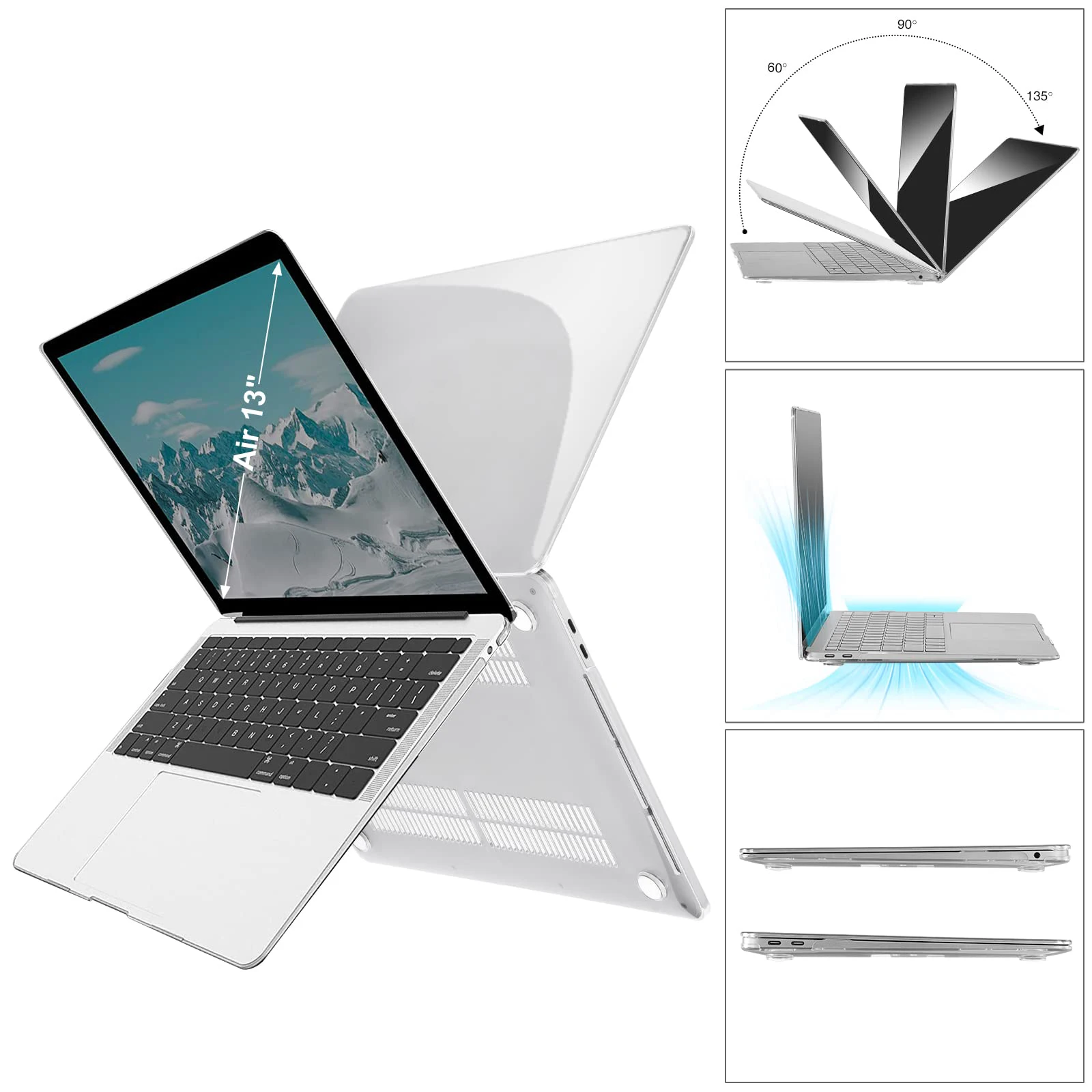 EooCoo Crystal Clear Hard Case For Macbook Air 13 Case M1 For Laptop Accessories Air 13.3 Inch Plastic Protective Case