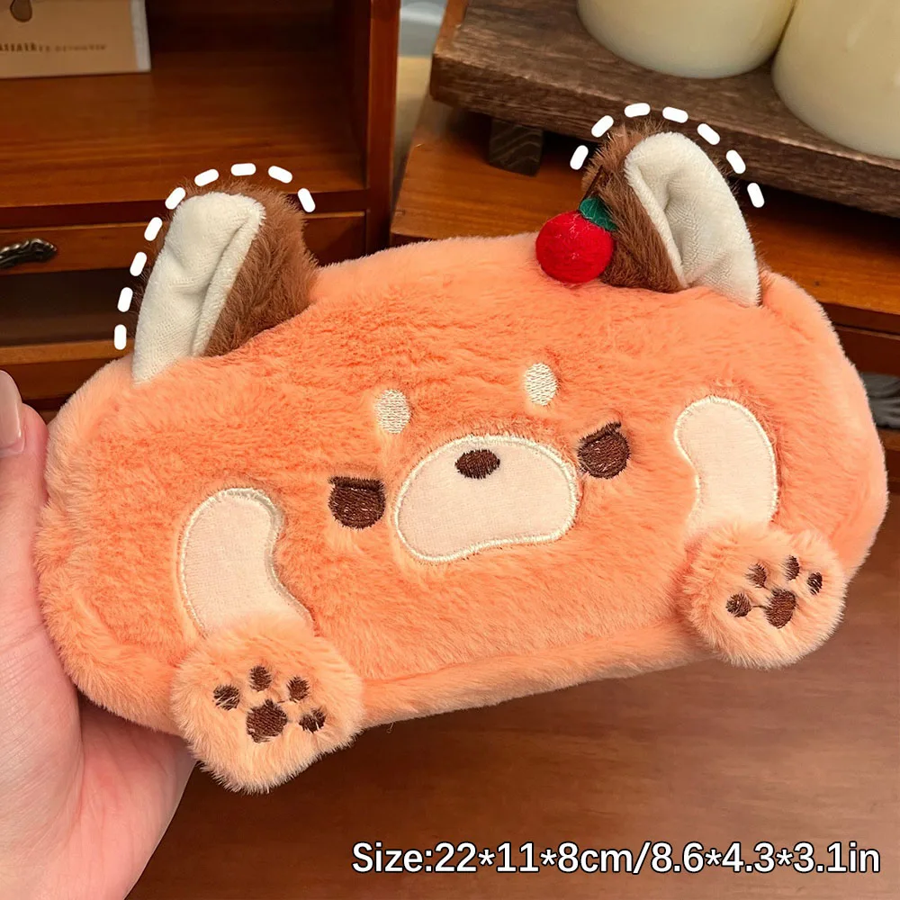 Little Raccoon Plush Pen Bag, Cartoon High Beauty Instagram Style Large Capacity Stationery Storage Bag, Pencil Box