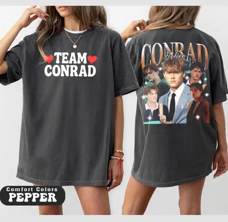قميص Team Conrad Bootleg V2 Retro Comfort Colors، تي شيرت Conrad Fisher، The Summer I تحولت قميصًا جميلًا، تي شيرت Cousins Beach، M