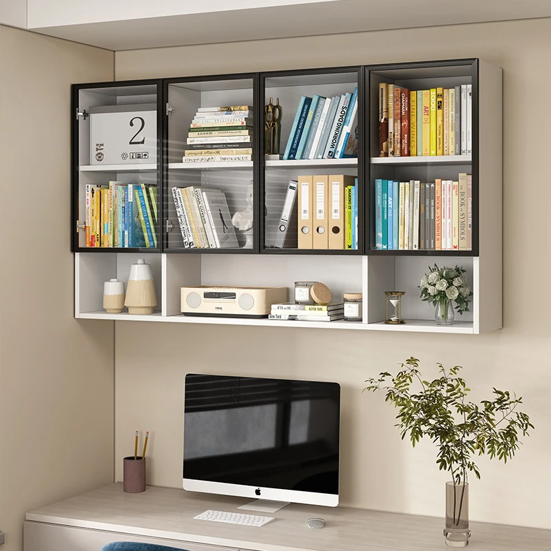 

Wall bookcase Bookshelf Solid wood wall hanging cabinet Light luxury glass figure blind box Display cabinet Kitchen balcony