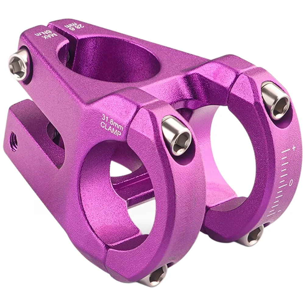 Lightweight CNC Hollow Aluminum Alloy Bike Stem 31.8mm Clamp 28.6mm Steerer 35mm Length Silver Purple For Mountain Bicycle