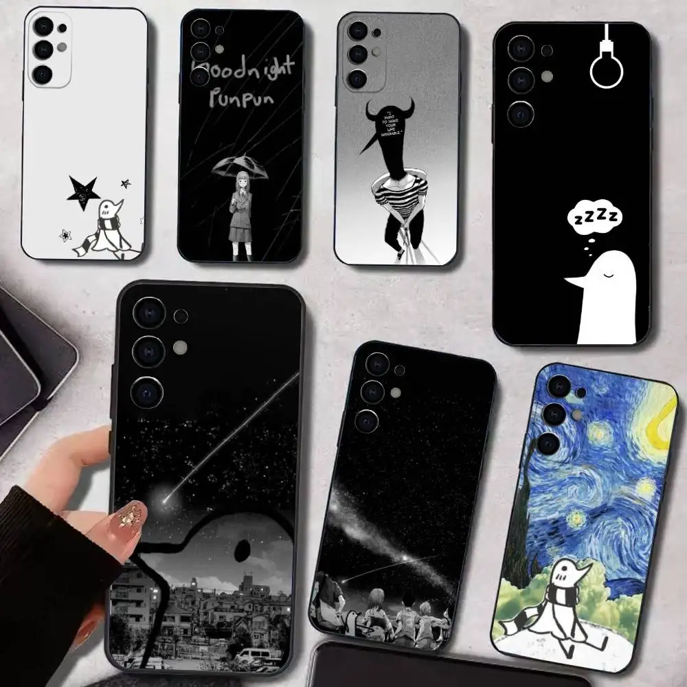 Capa de telefone comics g-goodnight p-punpun para samsung s25, s24, s21, s22, s23, s30, ultra, s20, plus, fe, lite, capa preta macia