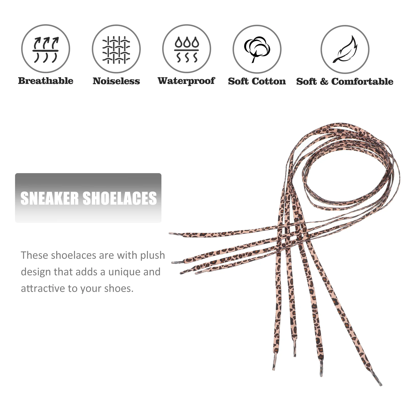 2 Pairs Shoe Laces Leopard Dots Shoes Accessories Ties Polyester Shoelaces Bracelet Shoestrings Fashionable Durable Work