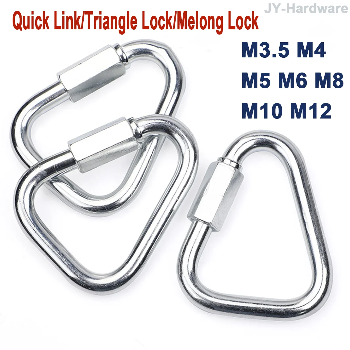 1/2/5Pcs 304 Stainless Steel Triangle Links Lock  Carabiner Safety Snap Hook Climbing Buckle Gear Carabiner M3.5/M4/M5/M6 to M12