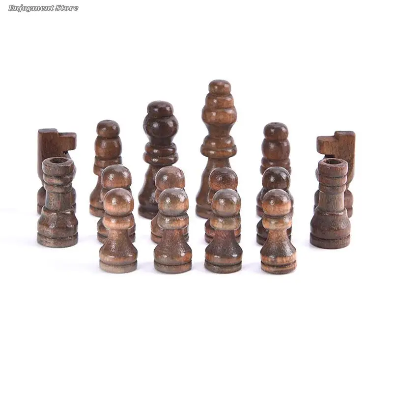 32pcs/set Wooden Chess Pieces Complete Chessmen International Word Chess Set Chess Entertainment Accessories