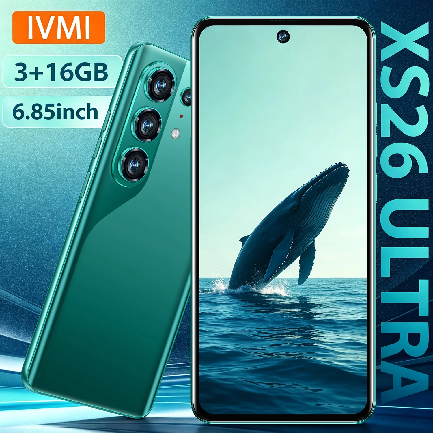 IVMI X S26 Ultra Smartphone Android 3GB+16GB 6.85''Dual SIM GPS Face Unlock Curved Screen GPS Google Play Store 4G Mobile Phones