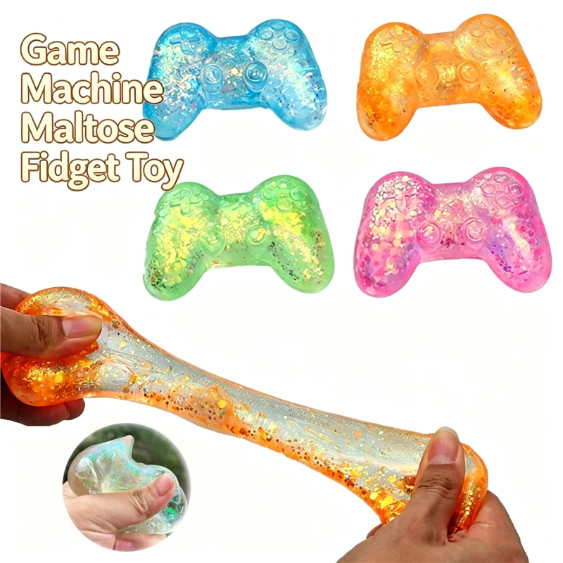 Glitter Game Machine Maltose Fidget Relief Sensory Toy Anti-stress Slow Rebound Pinch Reusable Decompression Toy For ADHD Autism