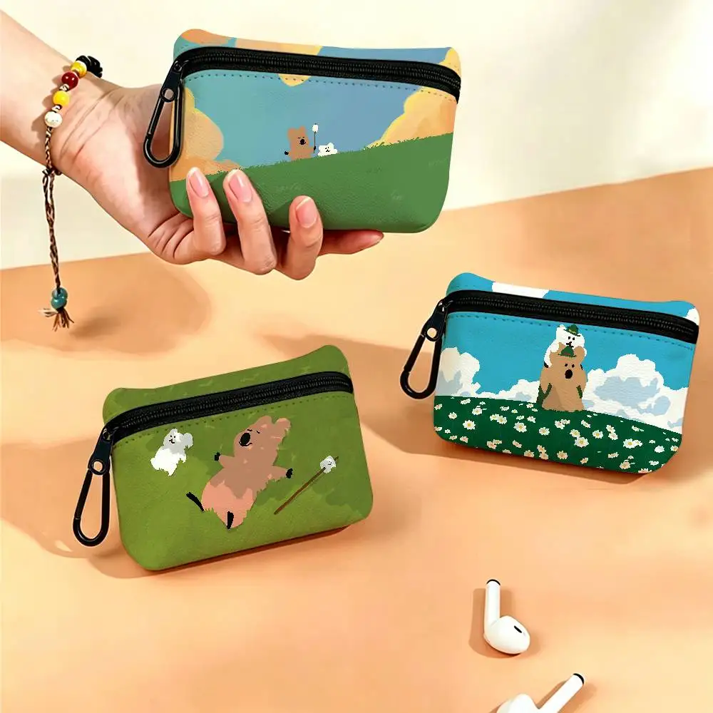 Cute D-Dinotaeng Daily Carry Oxford Fabric Small Coin Purse Multi-use Storage Pouch For Keys Cards Coins