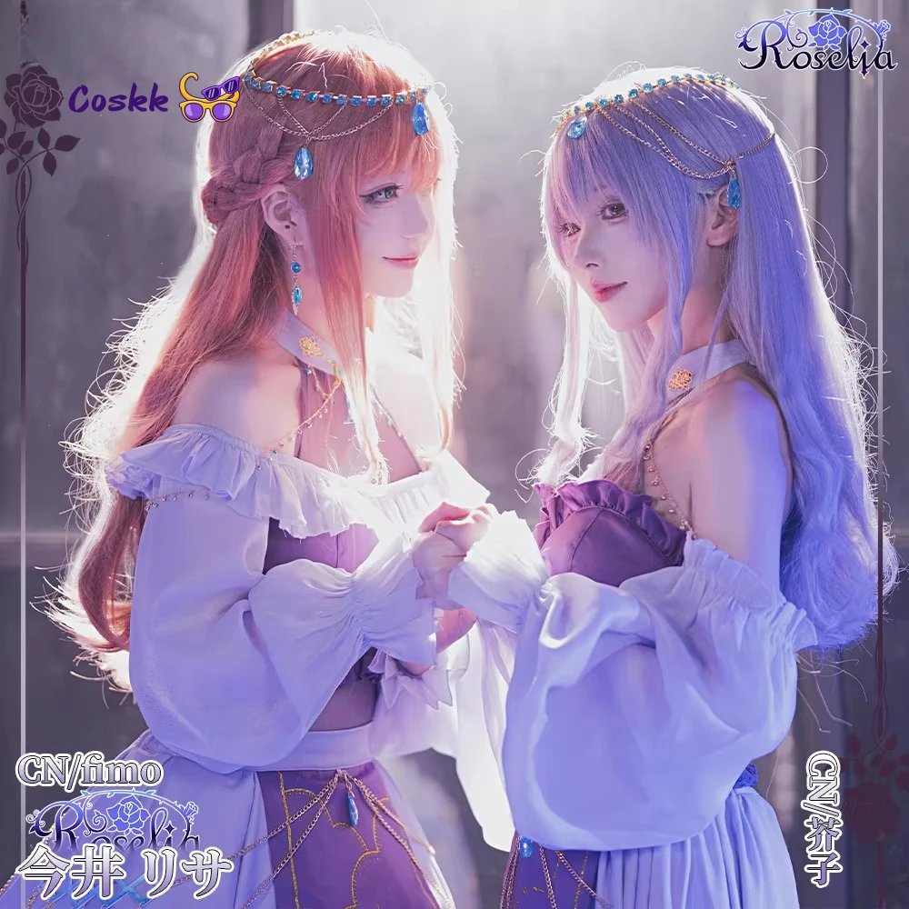 

BanGDream Roselia Imai Lisa Cosplay Costume Role Play Women Girls Off Shoulder Elegant Halloween Party Dress Suit Full Set