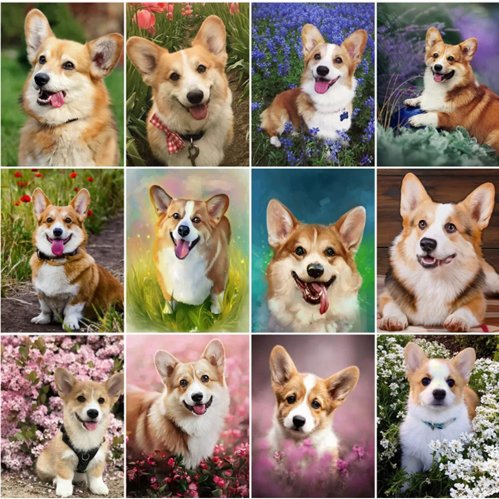 Diamond Mosaic Dog Picture Of Rhinestones Diamond Painting Corgi DMC Cross Stitch Embroidery Animal New Arrival Home Decor