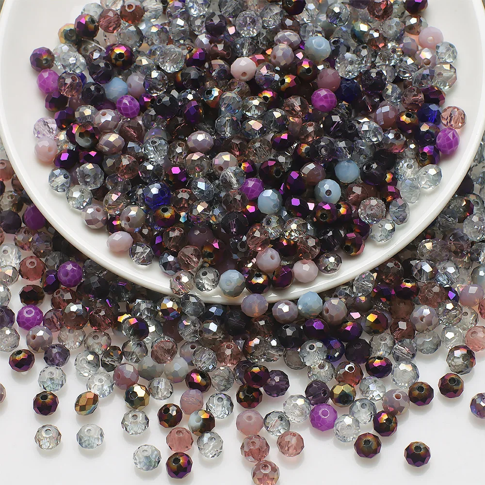 6mm 50pcs/lot Rondelle Beads Faceted Crystal Glass Loose Spacer Beads for Jewelry Making