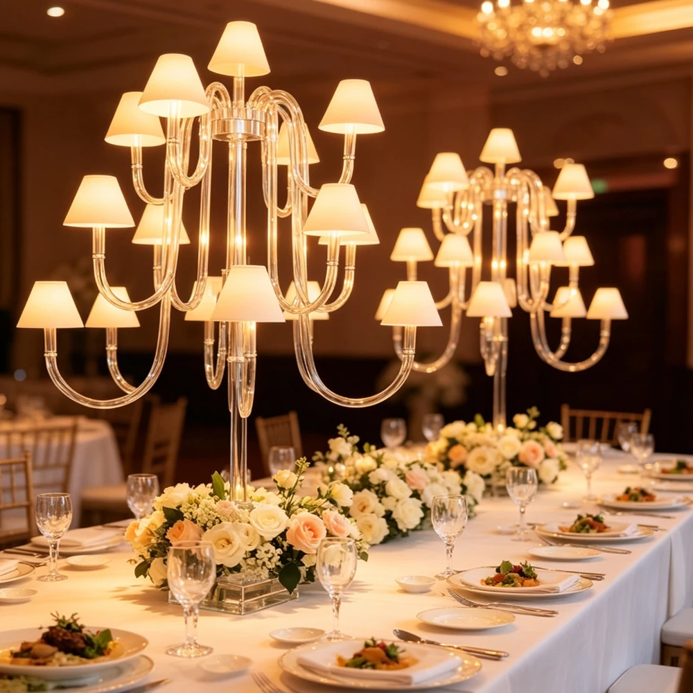 1-12pcs 9 Arms new trend  Elegant acrylic Legs & Arms Chandelier with Frosted LampShade for Wedding Center pieces