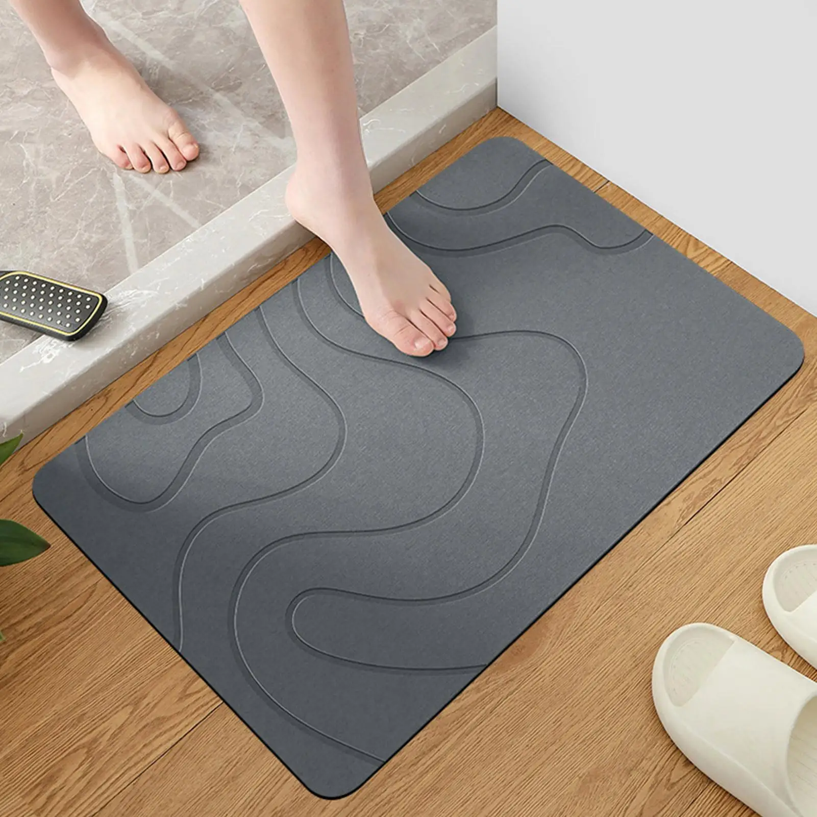 Quick Drying Stone Bath Mat, Diatomaceous Bathroom Mats Non Slip Stone Quick Dry Diatomaceous Earth Bath Ma  For Front Door